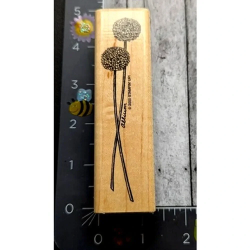 Stampin' Up! Allium Flowers Pair 2000 Rubber Stamp Wood #F55